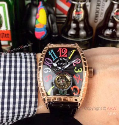 New Copy Franck Muller Cintree Curvex Gold Croco Tourbillon Watch Color Dreams Markers